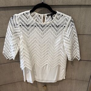 Maje White Lace Overlay Women's Blouse